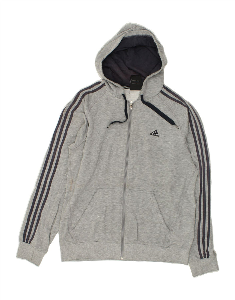 ADIDAS Mens Zip Hoodie Sweater Medium Grey Cotton | Vintage Adidas | Thrift | Second-Hand Adidas | Used Clothing | Messina Hembry 