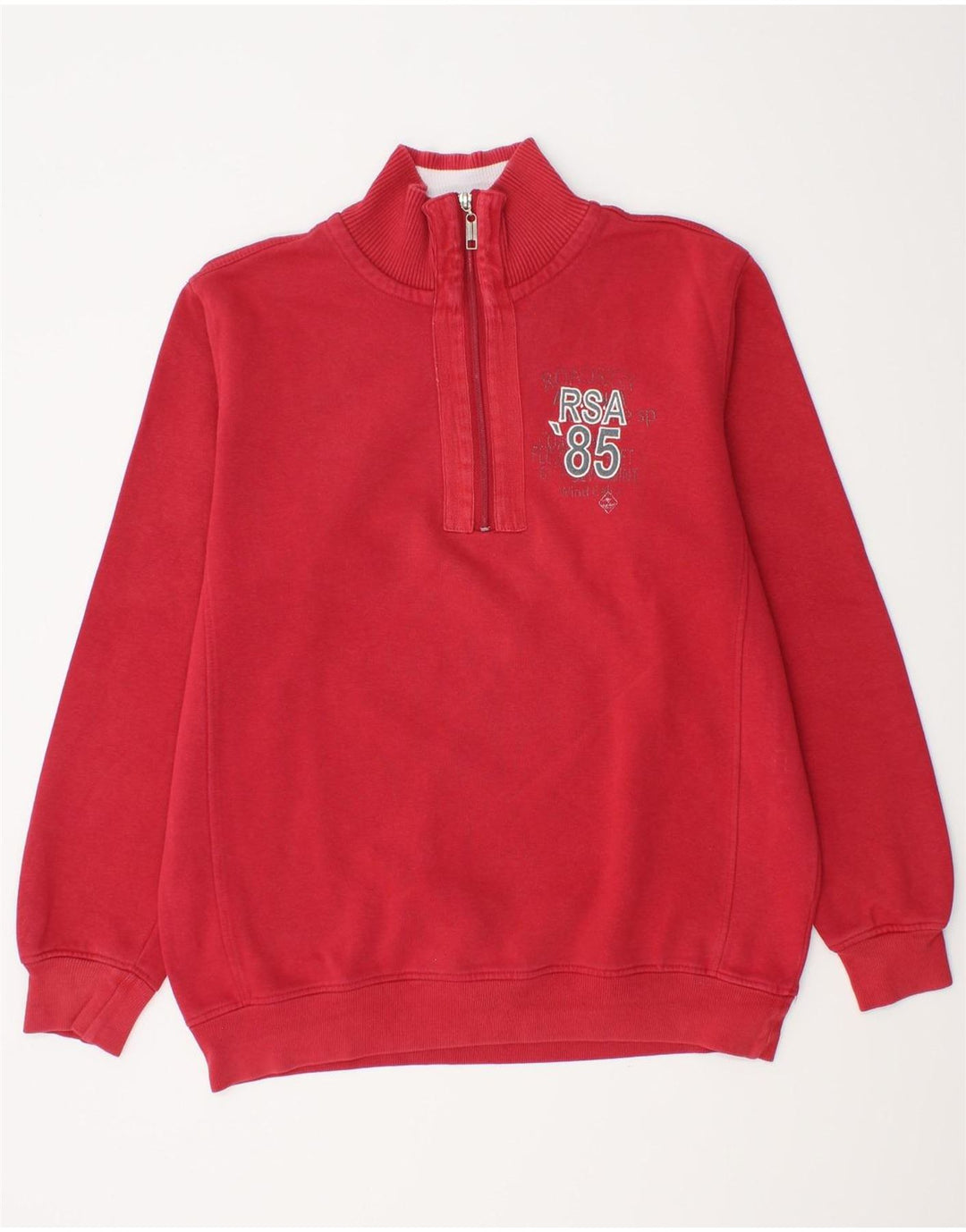 ROADSIGN AUSTRALIA Mens Zip Neck Sweatshirt Jumper Large Red Cotton