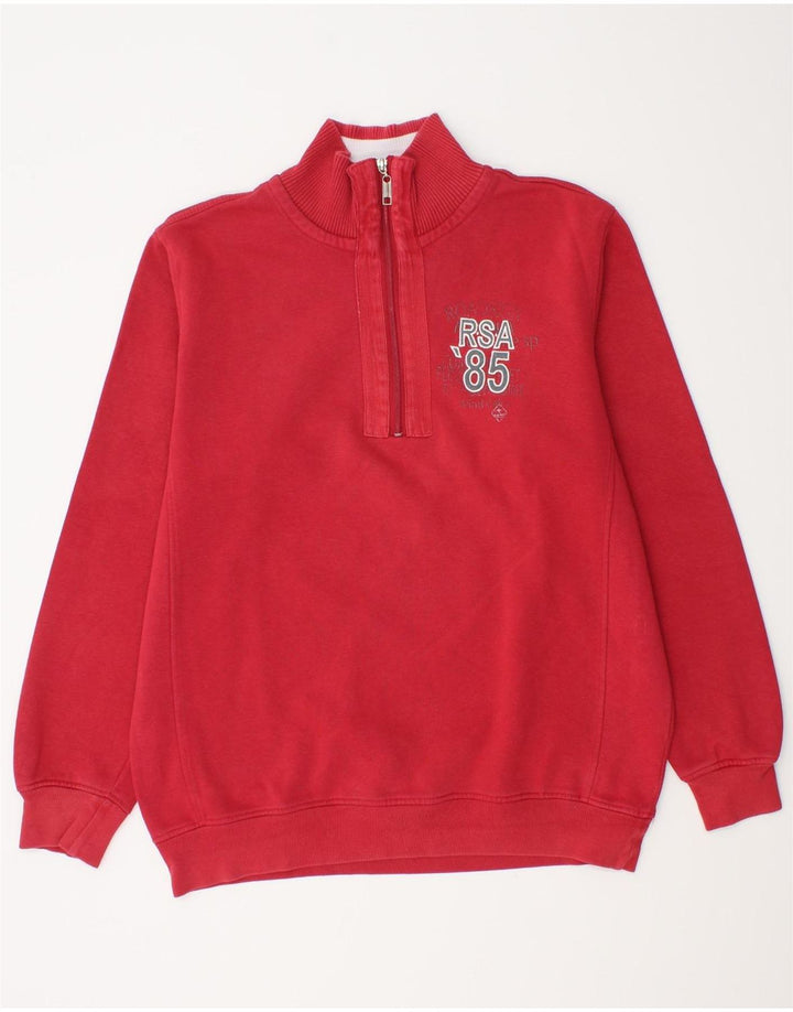 ROADSIGN AUSTRALIA Mens Zip Neck Sweatshirt Jumper Large Red Cotton