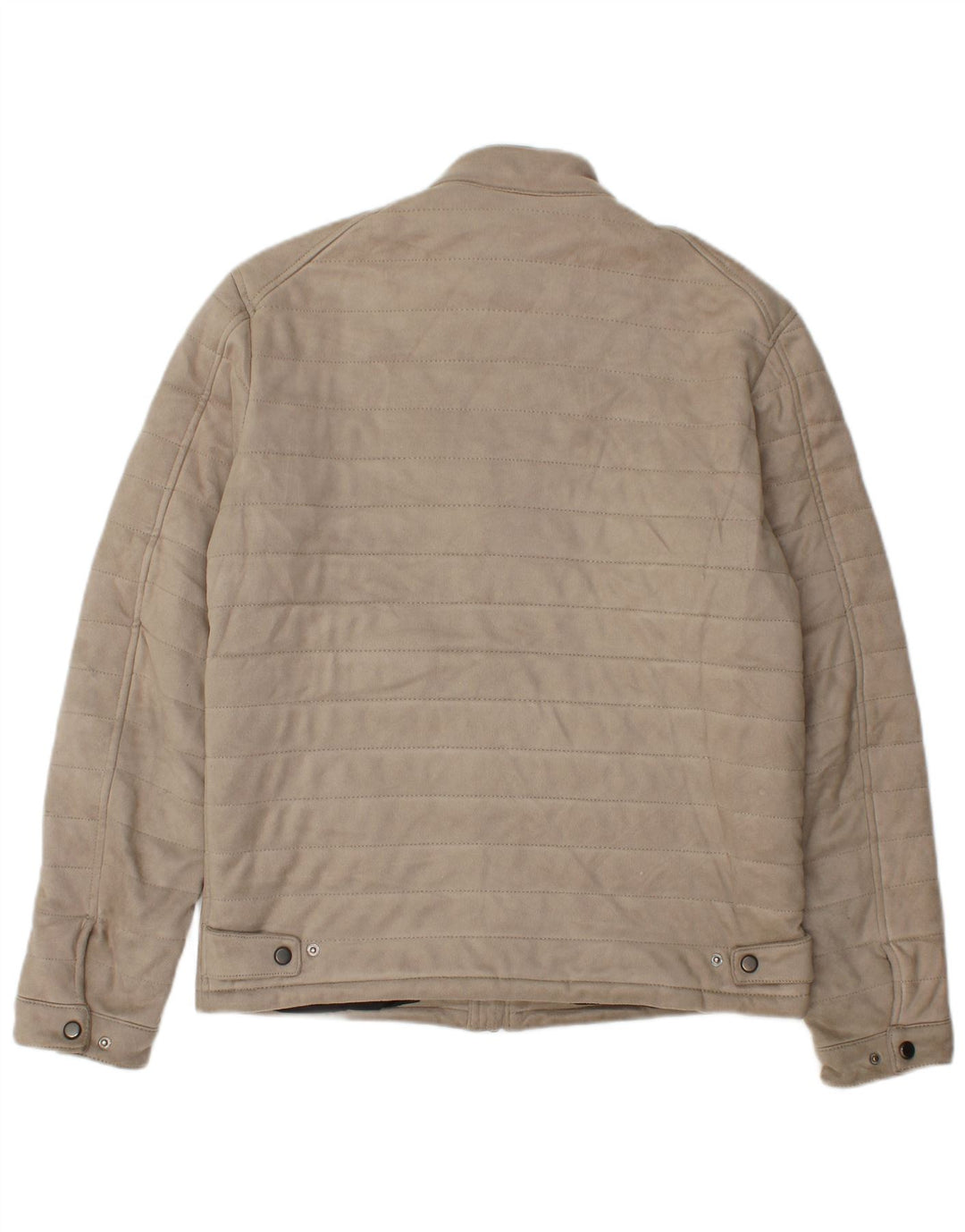 Zara Mens Bomber Jacket UK 38 Medium Beige Polyester