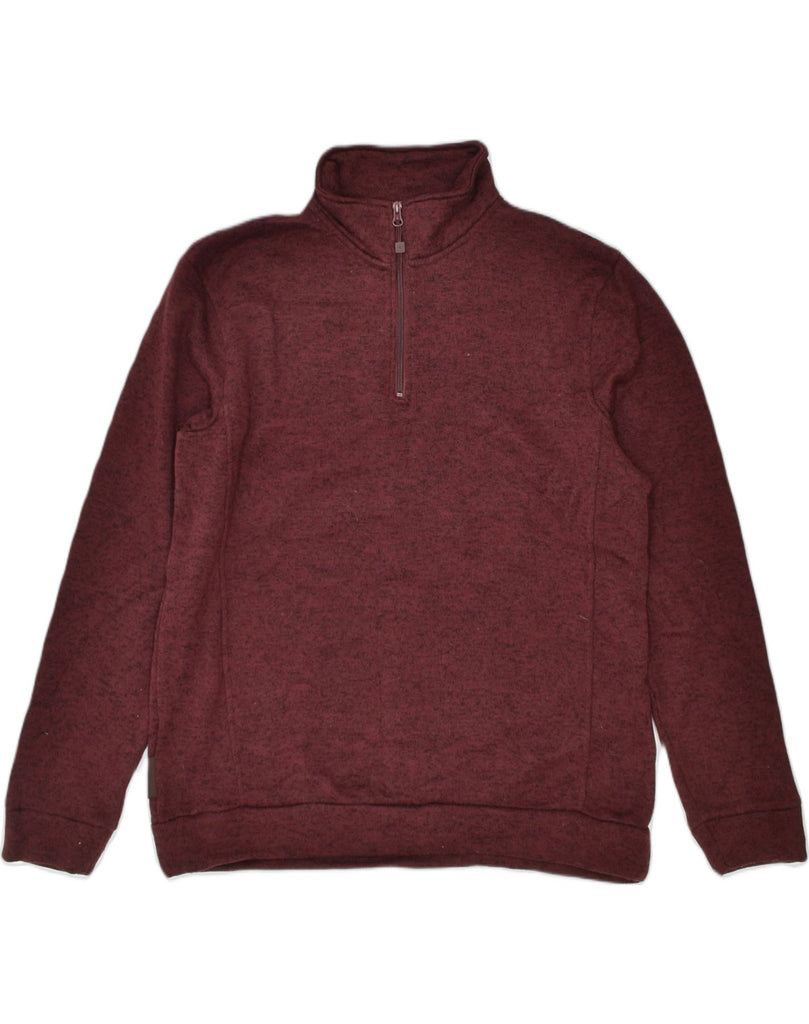 MOUNTAIN WAREHOUSE Mens Zip Neck Jumper Sweater XL Maroon Polyester | Vintage | Thrift | Second-Hand | Used Clothing | Messina Hembry 