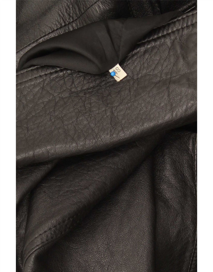 Vintage Mens Double Breasted Leather Coat IT 48 Medium Black