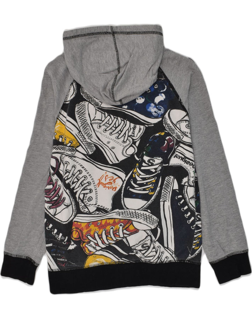 DESIGUAL Boys Crazy Pattern Hoodie Jumper 11-12 Years Grey Cotton | Vintage Desigual | Thrift | Second-Hand Desigual | Used Clothing | Messina Hembry 