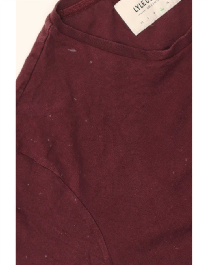 Lyle & Scott Mens T-Shirt Top Large Maroon Cotton
