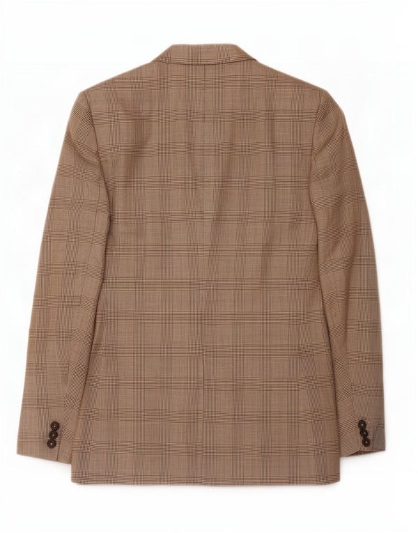 Marks & Spencer Mens 2 Button Blazer Jacket UK 40 Medium Beige Check