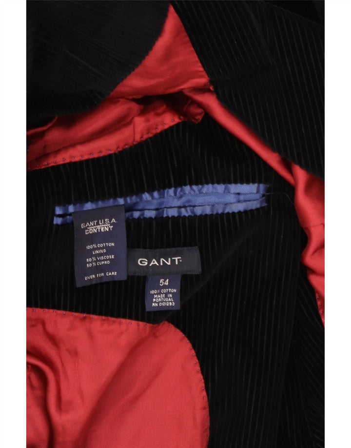 GANT Mens 3 Button Corduroy Blazer Jacket EU 54 2XL Black Cotton