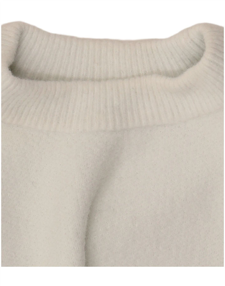Zara Womens Crop Crew Neck Jumper Sweater UK 12 Medium White Nylon