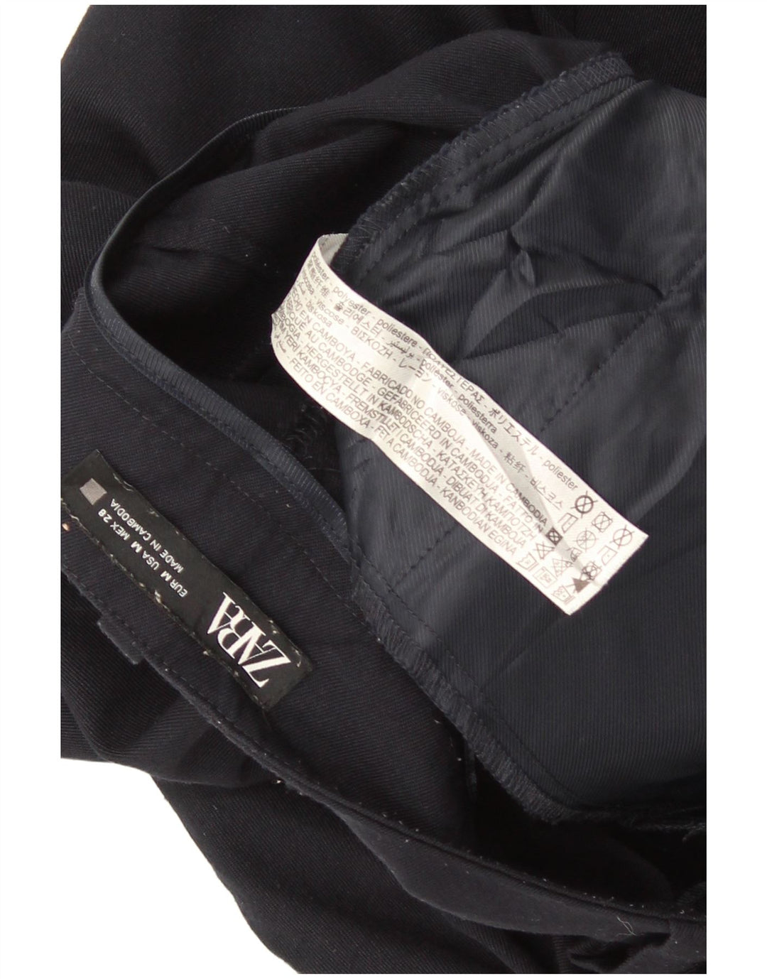 Zara Womens Straight Cropped Trousers Medium W28 L25 Navy Blue Polyester