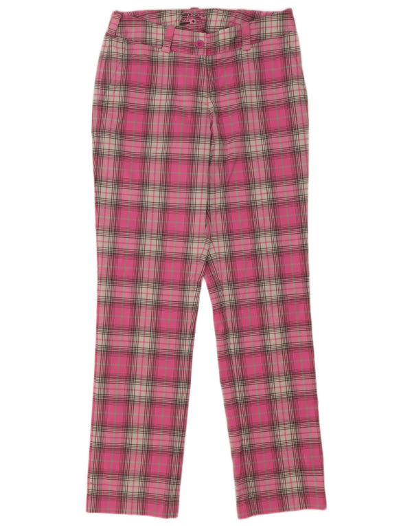 Nike Womens Dri Fit Straight Chino Trousers UK 8 Small W28 L32 Pink Check