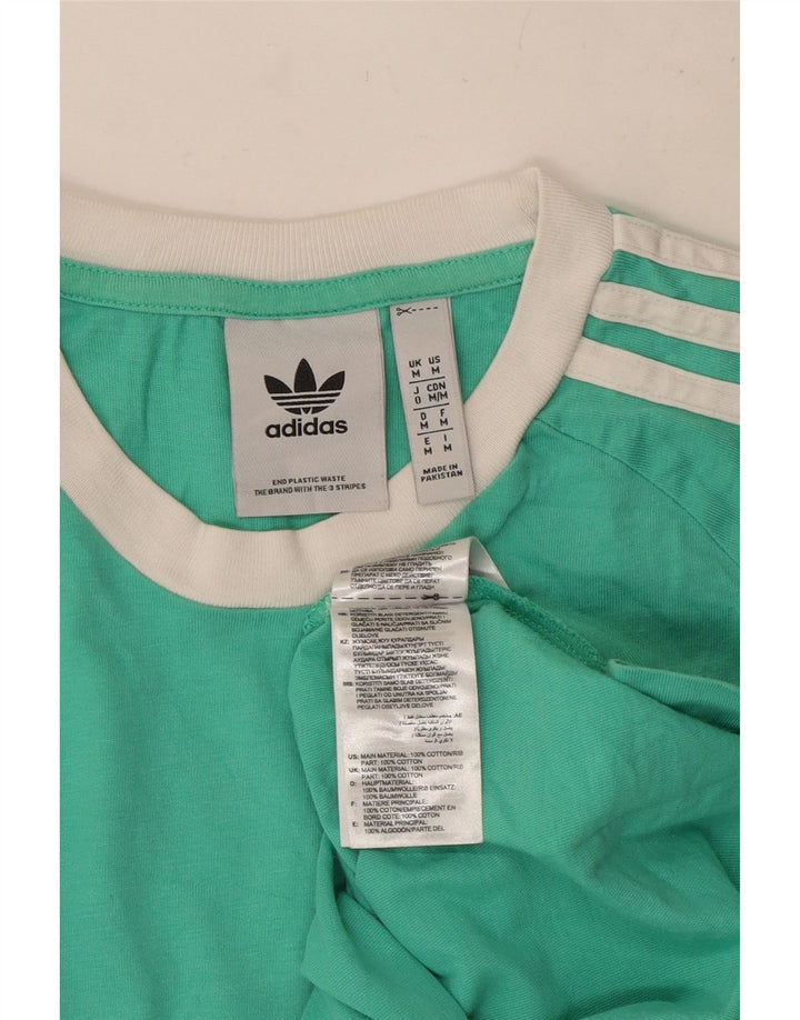 Adidas Mens T-Shirt Top Medium Turquoise Cotton