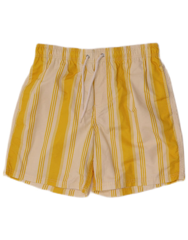 Zara Mens Swimming Shorts Medium Yellow Striped Polyester