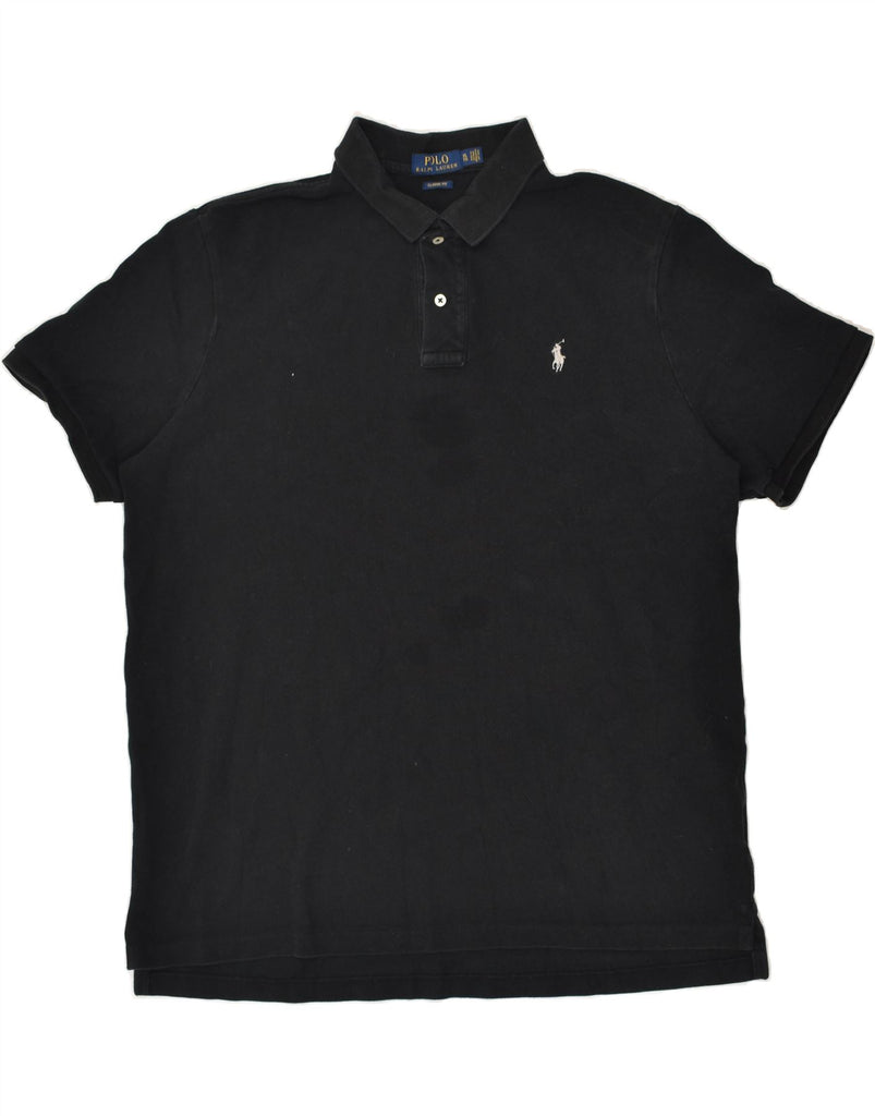 POLO RALPH LAUREN Mens Classic Fit Polo Shirt XL Black Cotton | Vintage Polo Ralph Lauren | Thrift | Second-Hand Polo Ralph Lauren | Used Clothing | Messina Hembry 