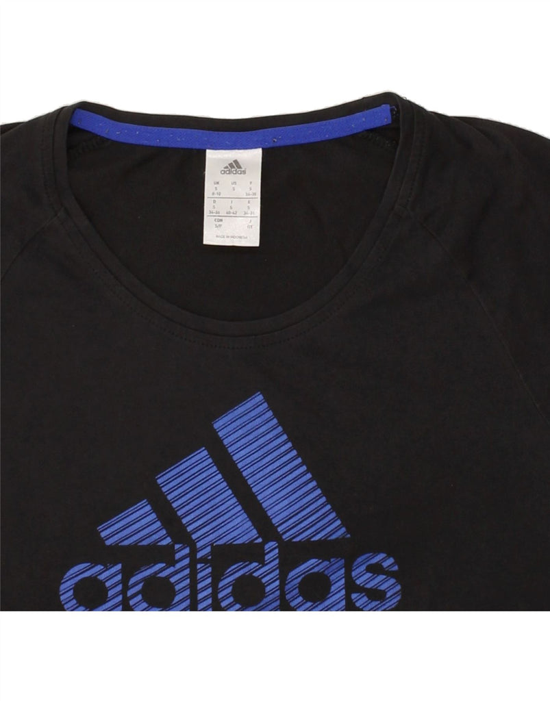 ADIDAS Womens Loose Fit Graphic T-Shirt Top UK 8/10 Small Black Cotton | Vintage Adidas | Thrift | Second-Hand Adidas | Used Clothing | Messina Hembry 