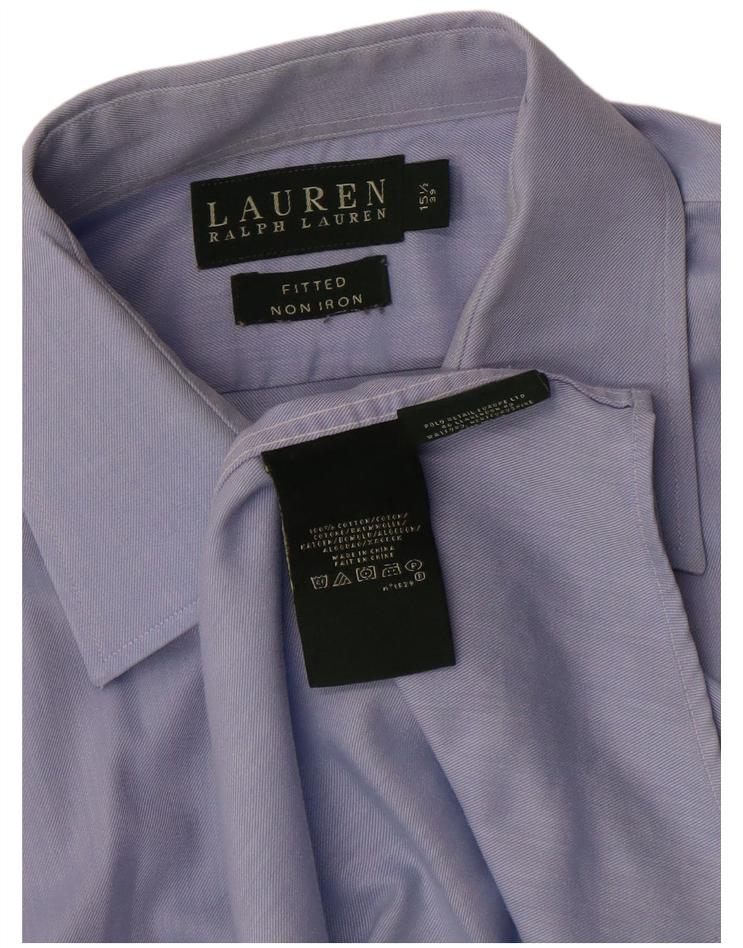 Ralph Lauren Mens Fitted Shirt Size 15 1/2 39 Medium Blue Cotton