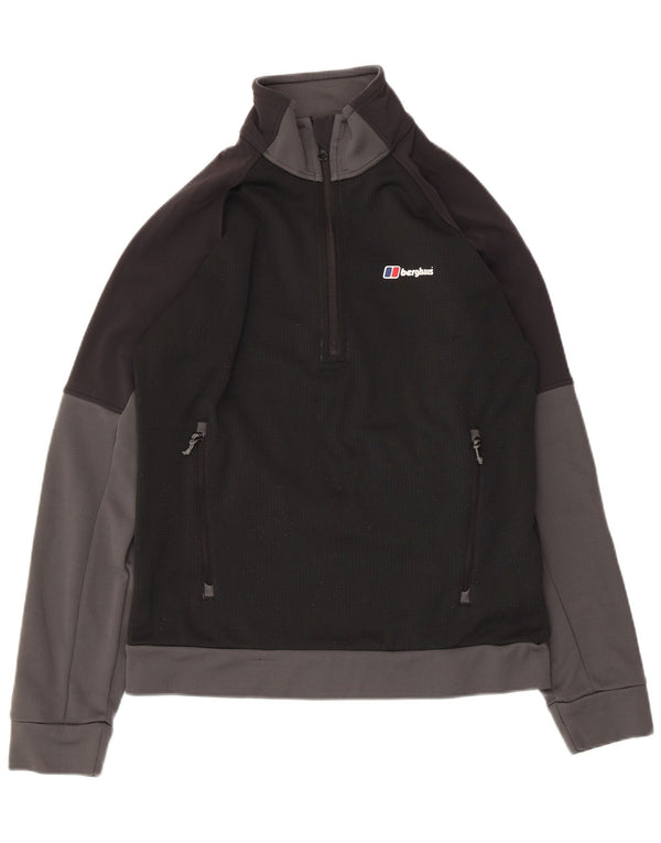 Berghaus Mens Zip Neck Sweatshirt Jumper Medium Black Colourblock Polyester