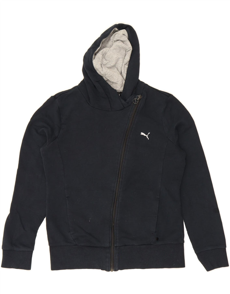 PUMA Womens Zip Hoodie Sweater UK 12 Medium Navy Blue Cotton Vintage Puma and Second-Hand Puma from Messina Hembry 