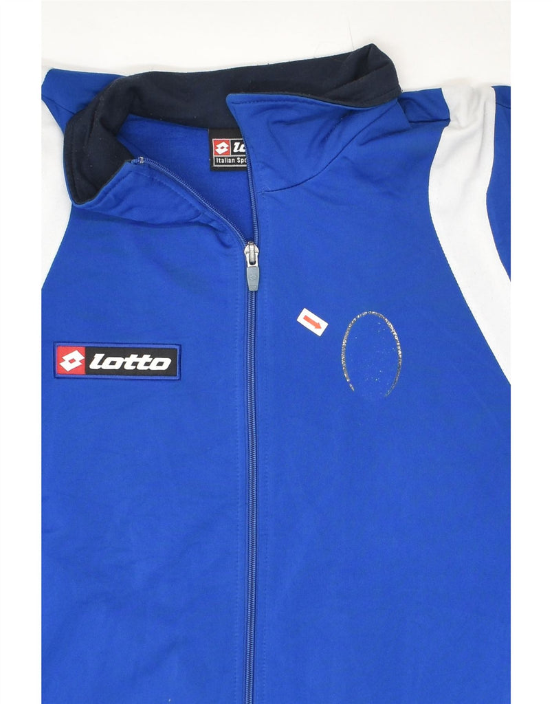 LOTTO Mens Graphic Tracksuit Top Jacket XL Blue Colourblock Polyester | Vintage Lotto | Thrift | Second-Hand Lotto | Used Clothing | Messina Hembry 