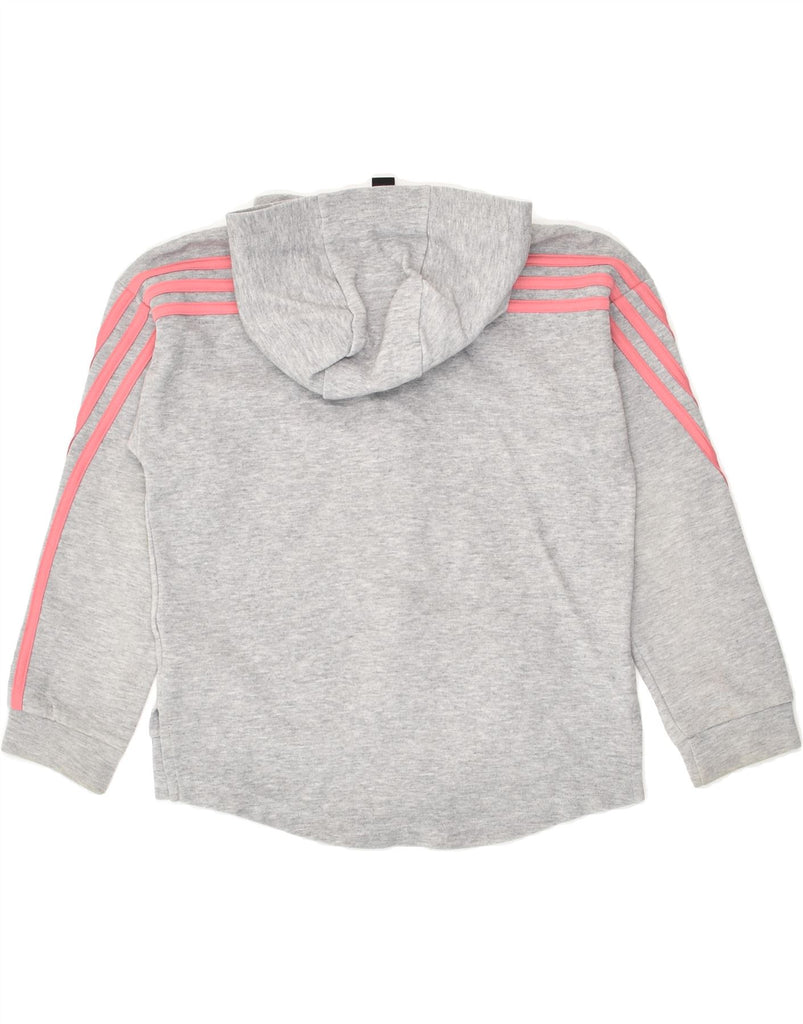 ADIDAS Girls Zip Hoodie Sweater 9-10 Years Grey Cotton | Vintage Adidas | Thrift | Second-Hand Adidas | Used Clothing | Messina Hembry 