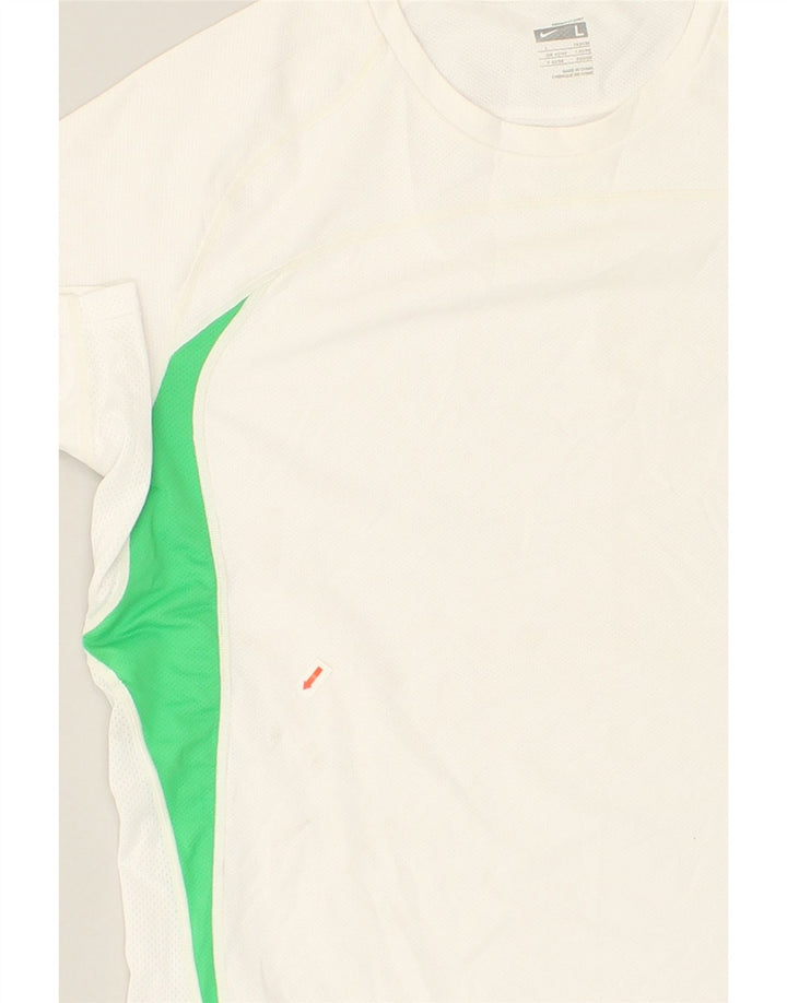 NIKE Womens T-Shirt Top UK 16 Large White Colourblock Polyester | Vintage Nike | Thrift | Second-Hand Nike | Used Clothing | Messina Hembry 