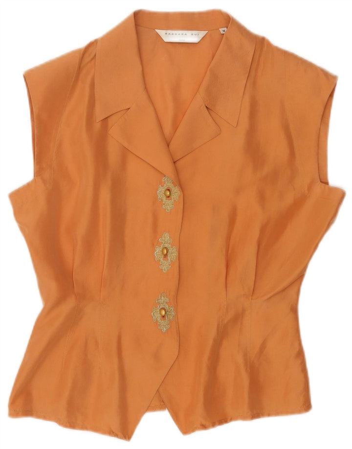 Barbara Bui Womens Waistcoat UK 14 Medium Orange Silk