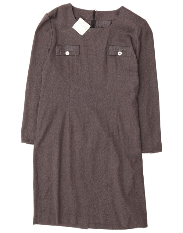 Vanita Womens Long Sleeve Shift Dress UK 14 Large Grey Wool