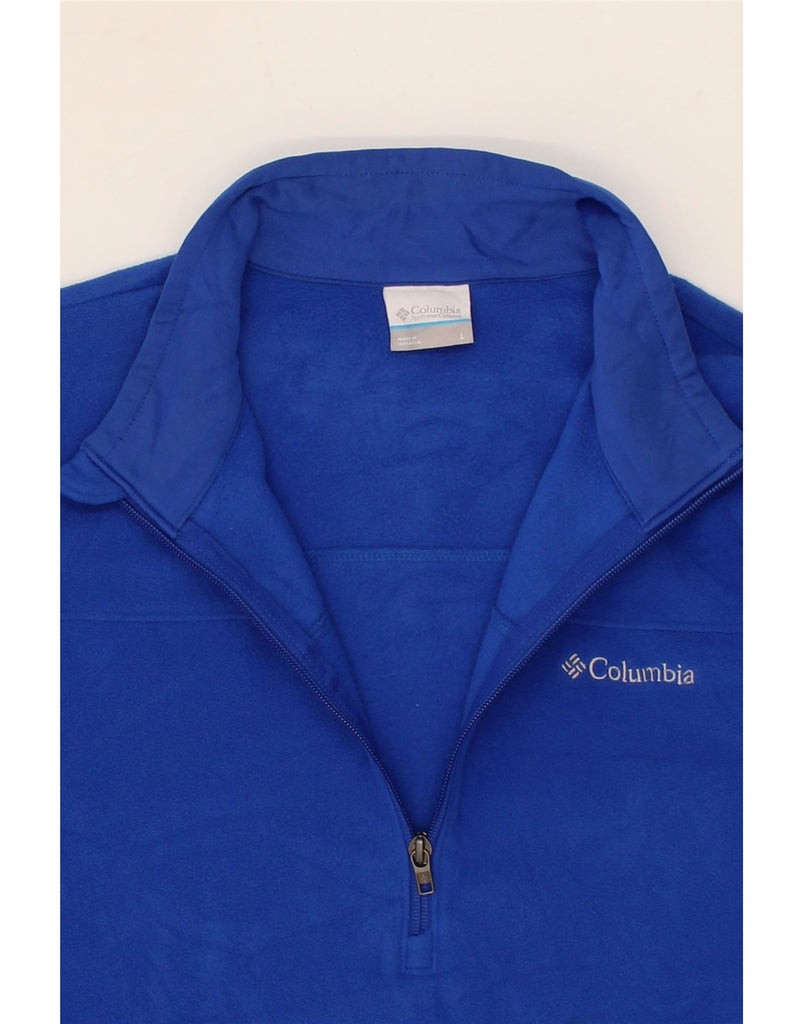 COLUMBIA Mens Zip Neck Fleece Jumper Large Blue Polyester Vintage Columbia and Second-Hand Columbia from Messina Hembry 