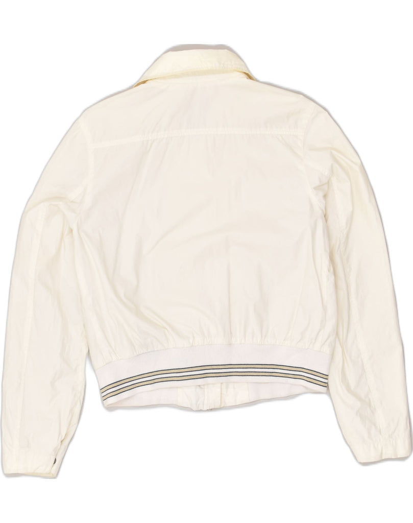 MURPHY & NYE Womens Bomber Jacket UK 10 Small White Cotton | Vintage Murphy & Nye | Thrift | Second-Hand Murphy & Nye | Used Clothing | Messina Hembry 