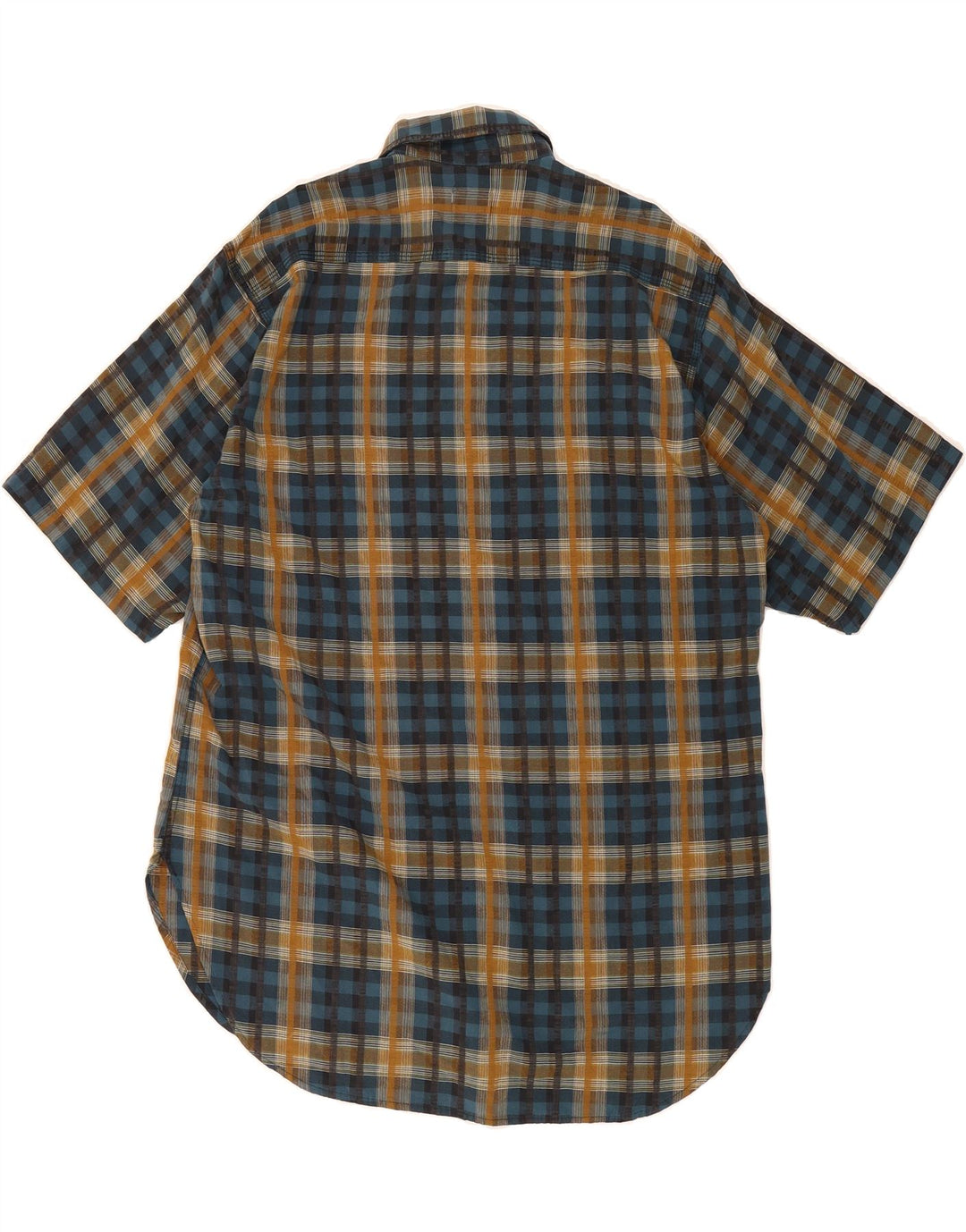ENRICO COVERI Mens Short Sleeve Shirt Size 40 Medium Blue Check Viscose Vintage Enrico Coveri and Second-Hand Enrico Coveri from Messina Hembry 