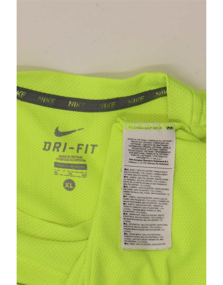 Nike Mens Dri Fit T-Shirt Top XL Green Colourblock Polyester