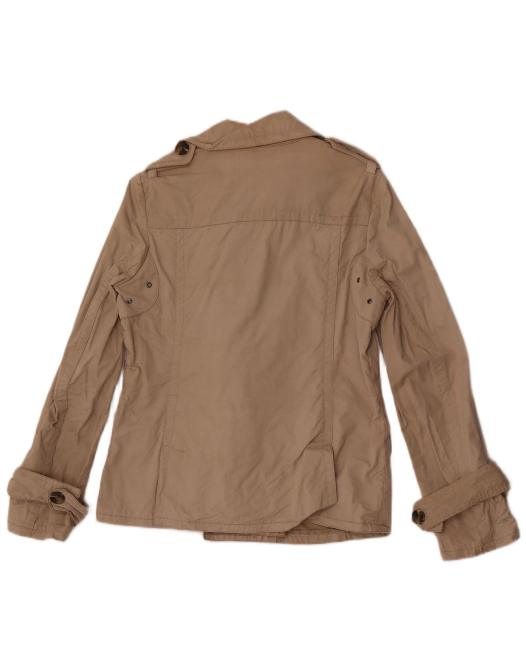 Massimo Dutti Womens Short Double Breasted Trench Coat UK 14 Medium Beige