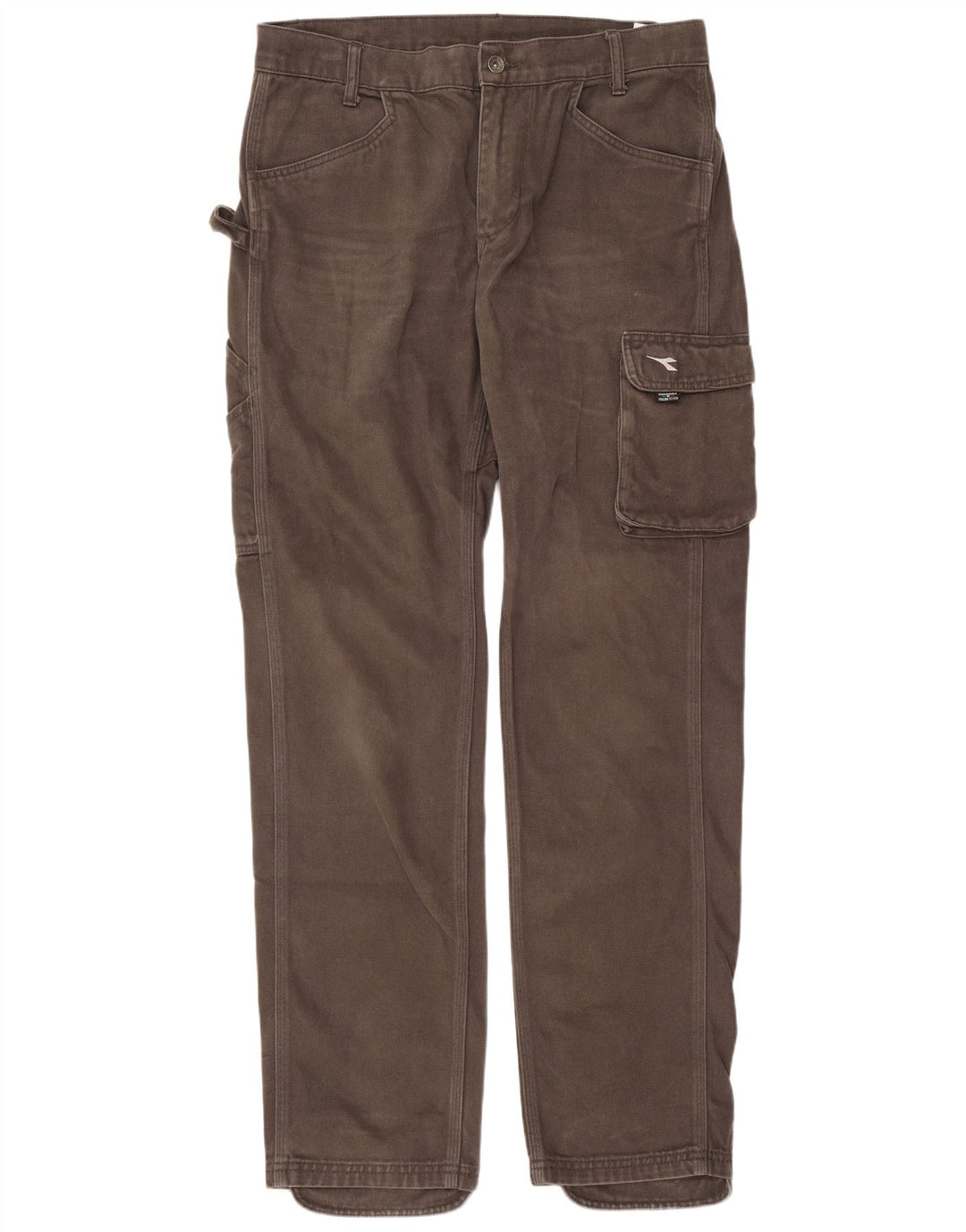 Diadora Mens Slim Cargo Trousers Large W34 L34 Grey Cotton