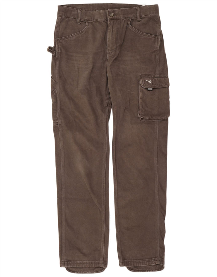 Diadora Mens Slim Cargo Trousers Large W34 L34 Grey Cotton