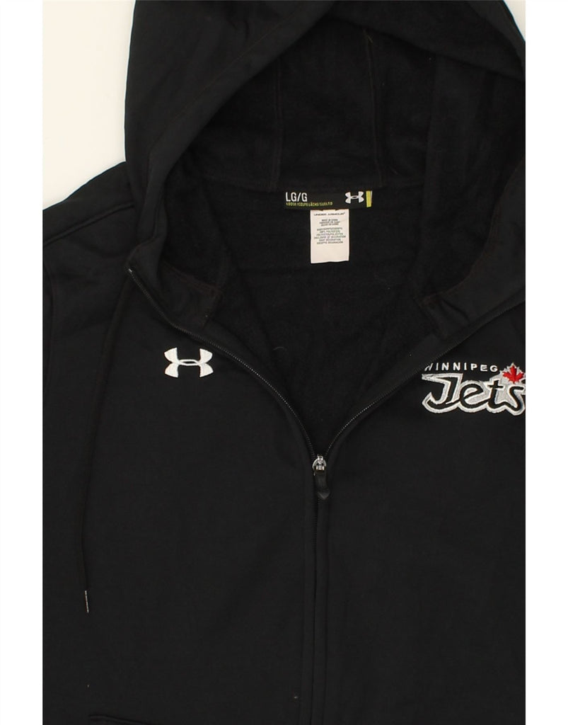 UNDER ARMOUR Mens Graphic Zip Hoodie Sweater Large Black Polyester | Vintage Under Armour | Thrift | Second-Hand Under Armour | Used Clothing | Messina Hembry 