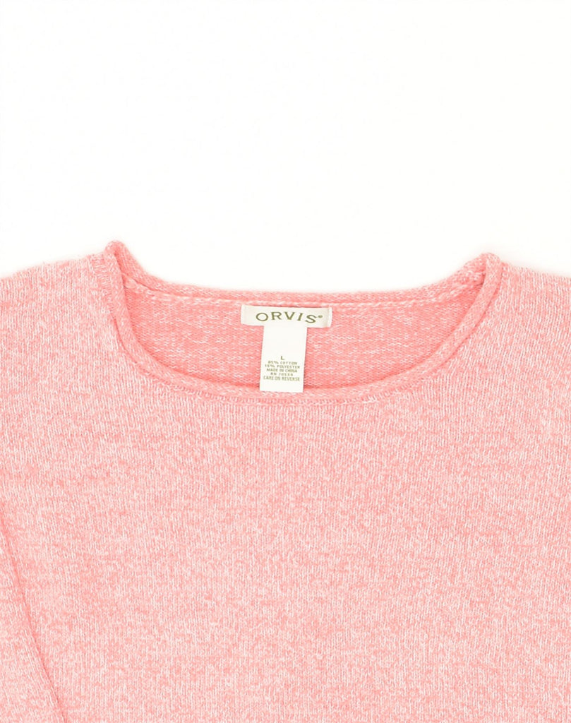 ORVIS Womens Crew Neck Jumper Sweater UK 14 Large Pink Cotton | Vintage Orvis | Thrift | Second-Hand Orvis | Used Clothing | Messina Hembry 