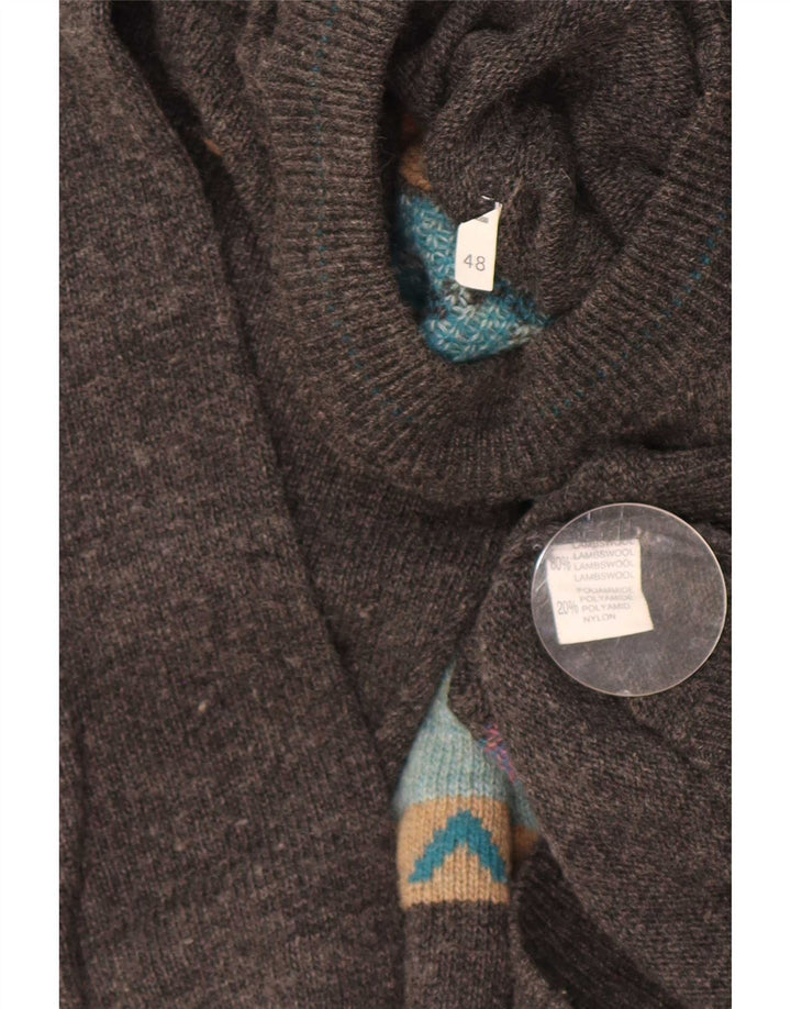 Vintage Mens Turtle Neck Jumper Sweater IT 48 Medium Grey Colourblock