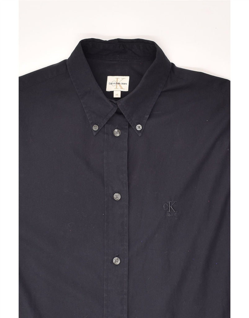 CALVIN KLEIN Mens Shirt Medium Navy Blue Cotton | Vintage Calvin Klein | Thrift | Second-Hand Calvin Klein | Used Clothing | Messina Hembry 