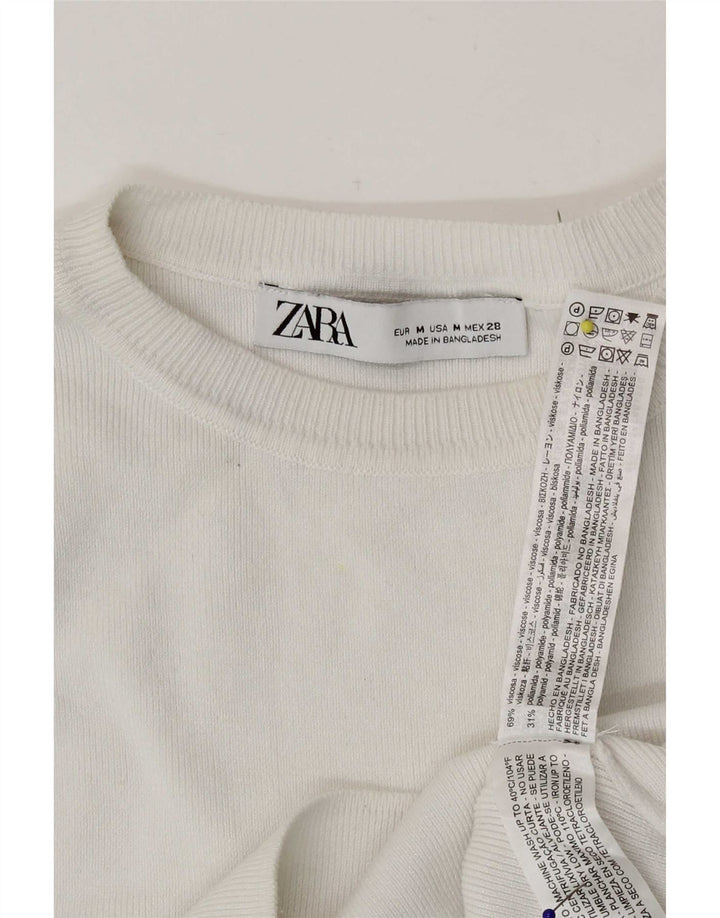 Zara Womens Sleeveless Crop Top UK 12 Medium White Viscose
