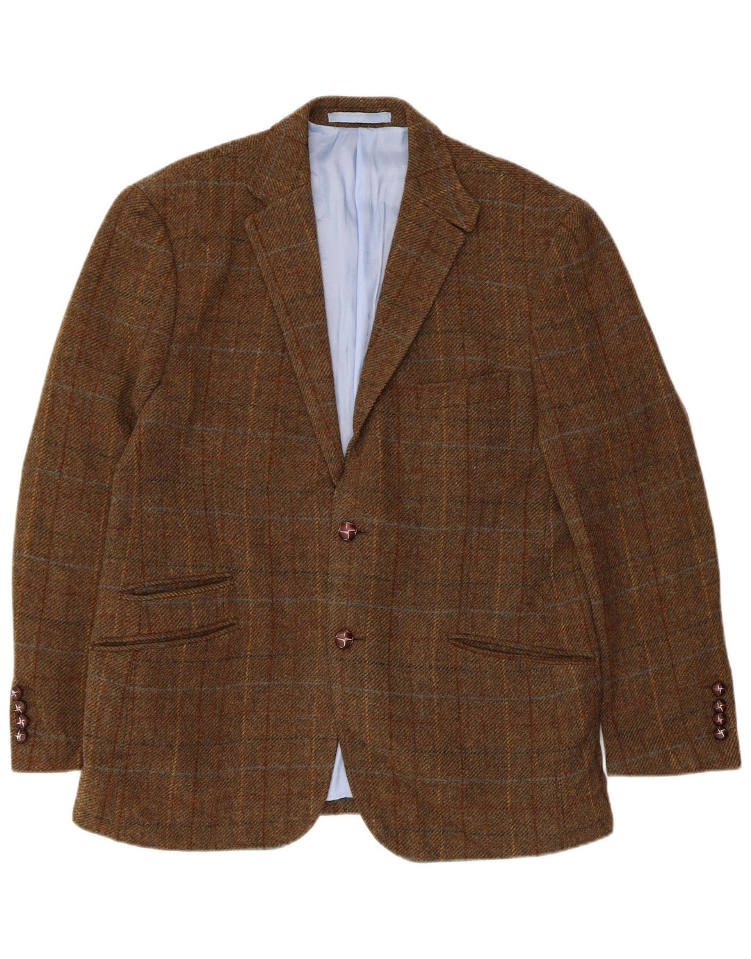 Marks & Spencer Mens 2 Button Blazer Jacket UK 42 XL Brown Check