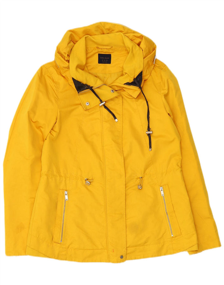 Zara Womens Hooded Windbreaker Jacket UK 14 Medium Yellow Polyester