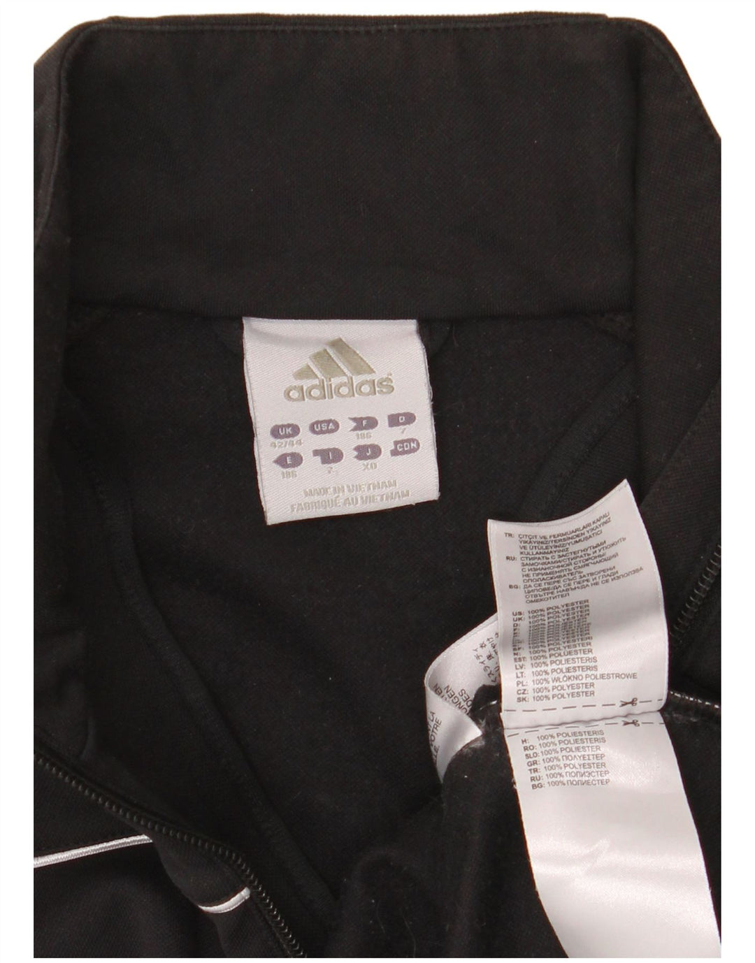 Adidas Mens Zip Neck Sweatshirt Jumper UK 42/44 Large Black Polyester