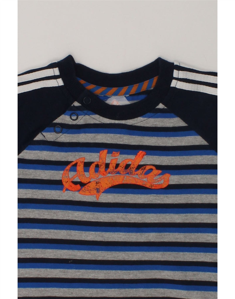 ADIDAS Baby Boys Graphic T-Shirt Top 12-18 Months Grey Striped Cotton | Vintage Adidas | Thrift | Second-Hand Adidas | Used Clothing | Messina Hembry 