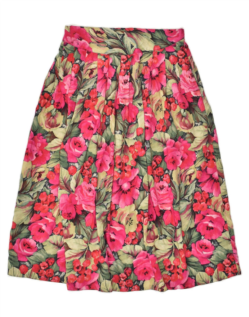 VINTAGE Womens Pleated A-Line Skirt UK 12 Medium W28 Multicoloured Floral | Vintage Vintage | Thrift | Second-Hand Vintage | Used Clothing | Messina Hembry 