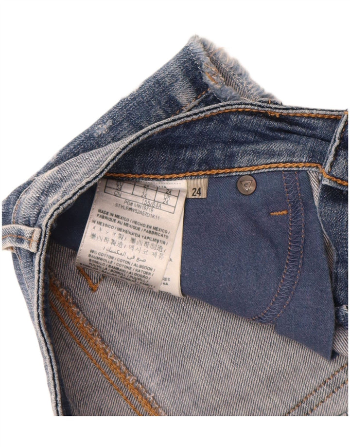 Guess Womens Distressed Hot Pants W24 XS Blue Cotton