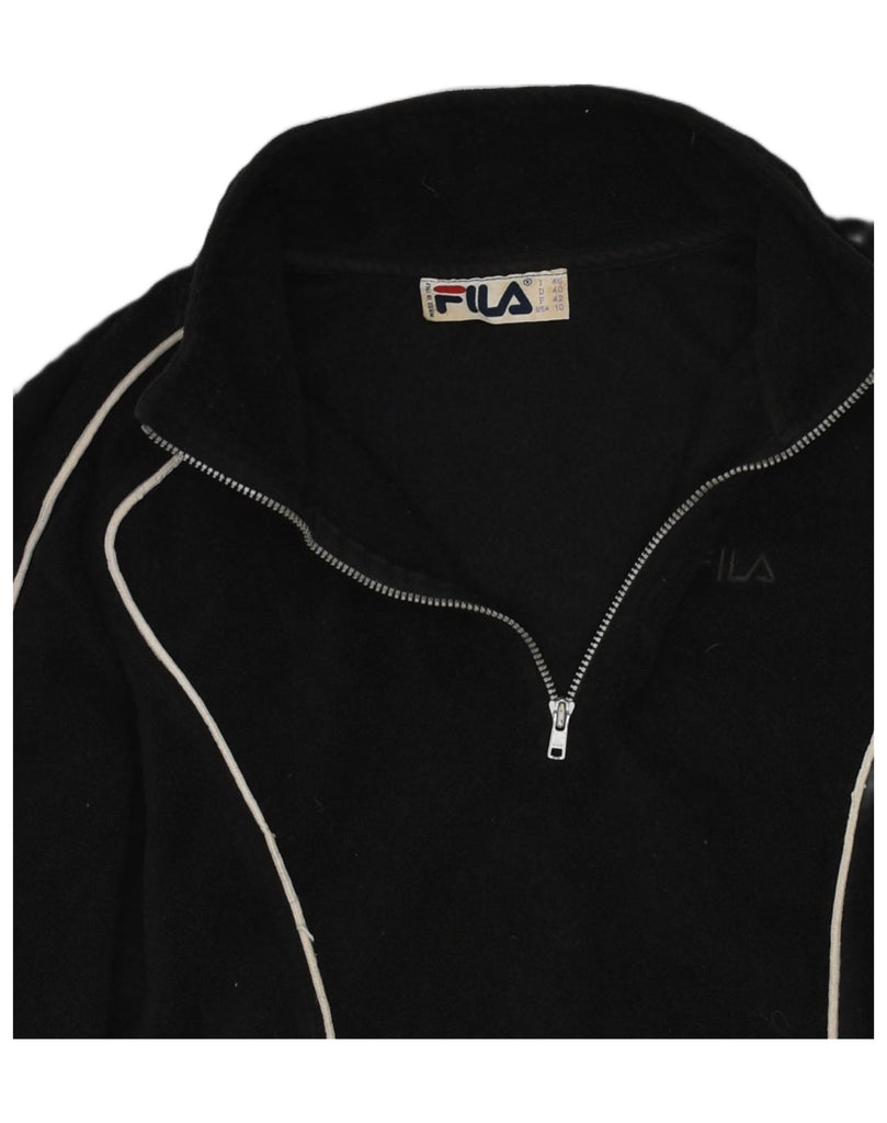 FILA Womens Zip Neck Fleece Jumper IT 46 Large Black Polyester | Vintage Fila | Thrift | Second-Hand Fila | Used Clothing | Messina Hembry 