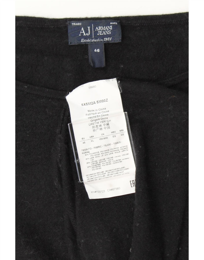 ARMANI JEANS Womens Boat Neck Jumper Sweater EU 46 XL Black Colourblock Vintage Armani Jeans and Second-Hand Armani Jeans from Messina Hembry 