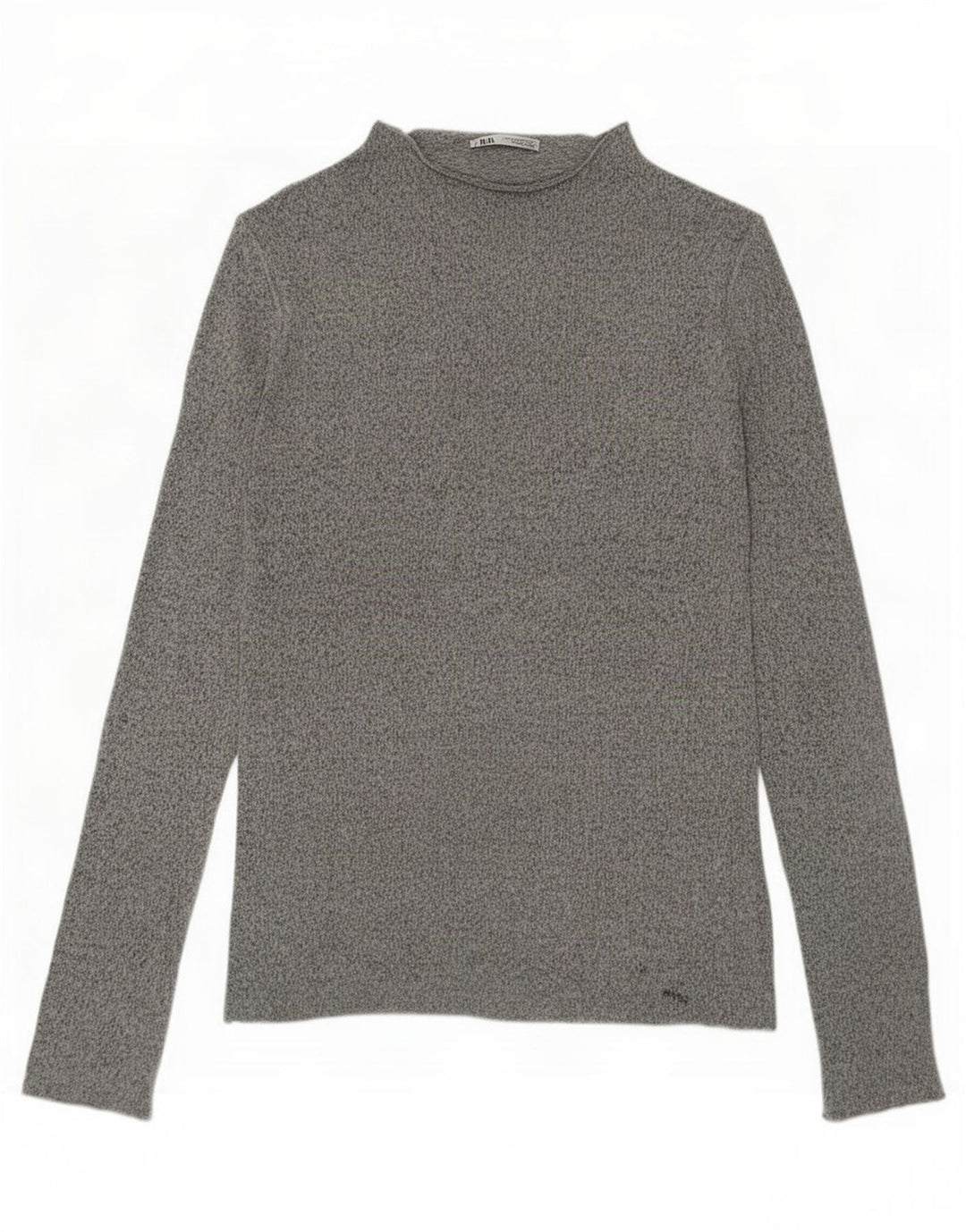 Zara Womens Top Long Sleeve UK 14 Medium Grey Flecked Viscose