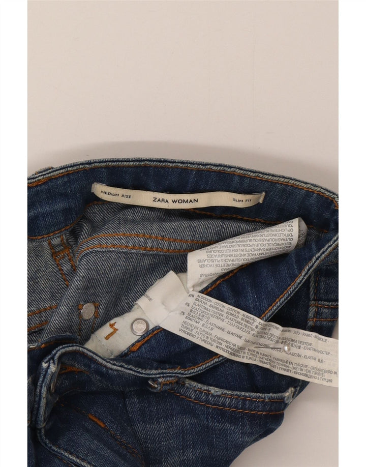 Zara Womens Mid Rise Slim Jeans W26 L29 Blue Cotton