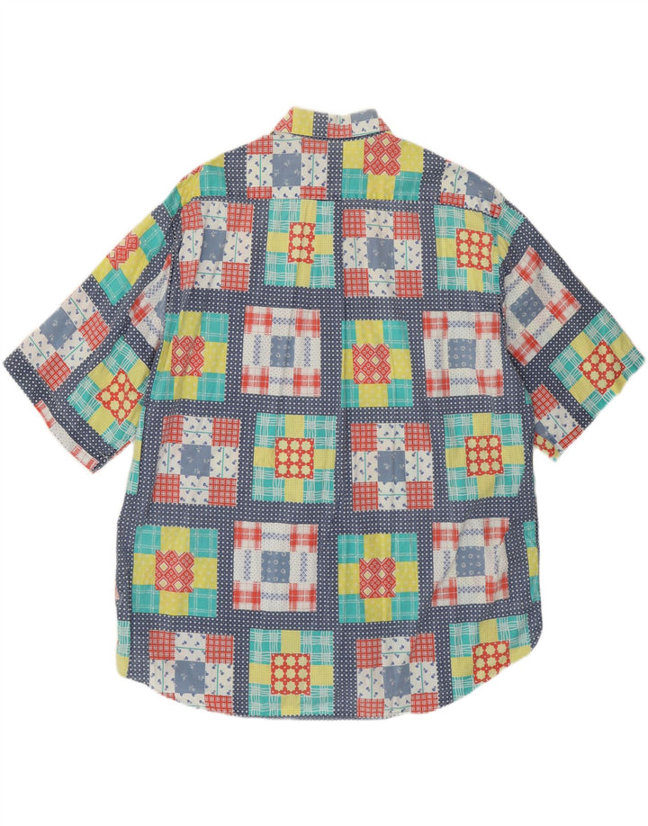 VINTAGE Mens Short Sleeve Shirt XL Multicoloured Patchwork Cotton