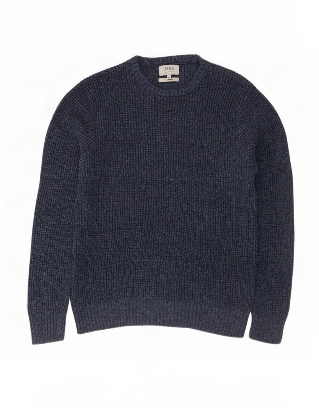 Marks & Spencer Mens Crew Neck Jumper Sweater Medium Navy Blue Cotton