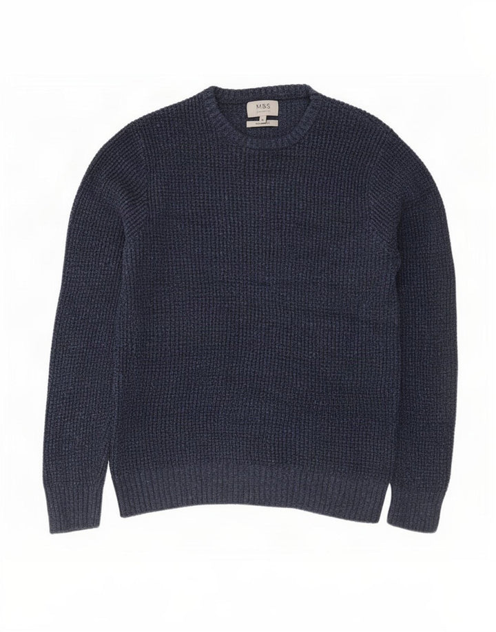 Marks & Spencer Mens Crew Neck Jumper Sweater Medium Navy Blue Cotton